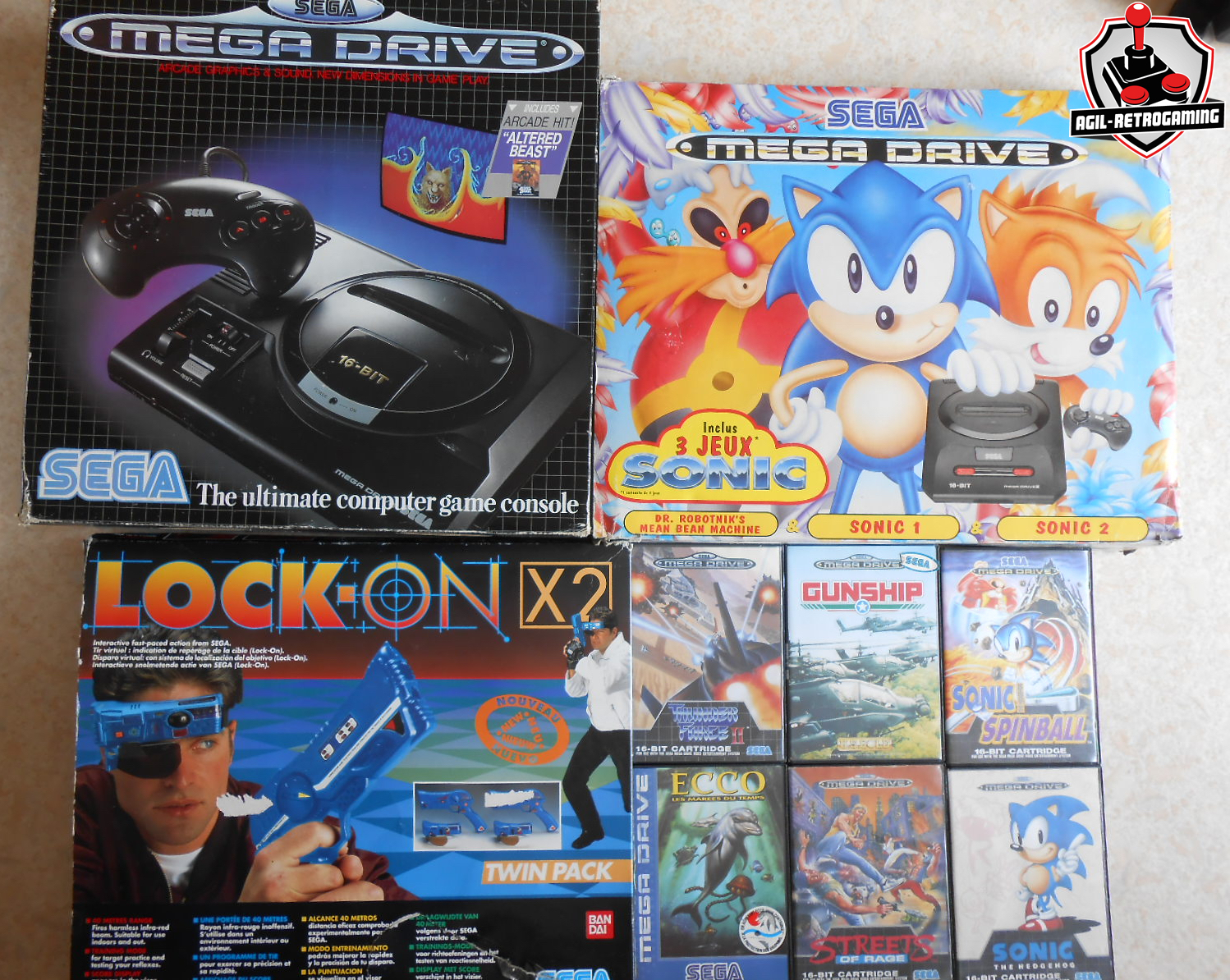 Pack Megadrive Altered Beast, Sonic Compilation MD2 et Sega Lock-On