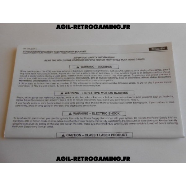 Notice de sécurité - Console GameCube