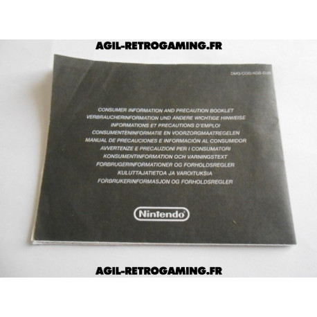 Notice précautions d'emploi - Game Boy GBC GBA