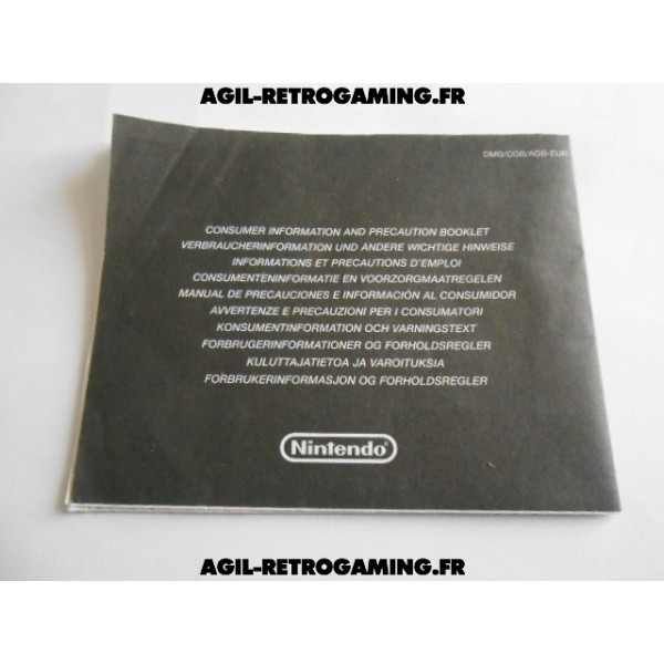 Notice précautions d'emploi - Game Boy GBC GBA